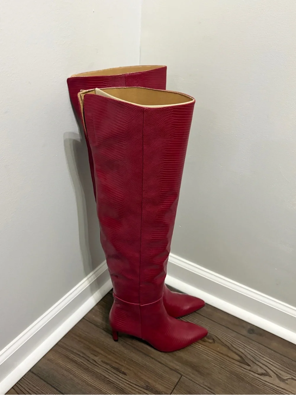 Sam Edelman Red Over-the-Knee Pointed Toe Boots